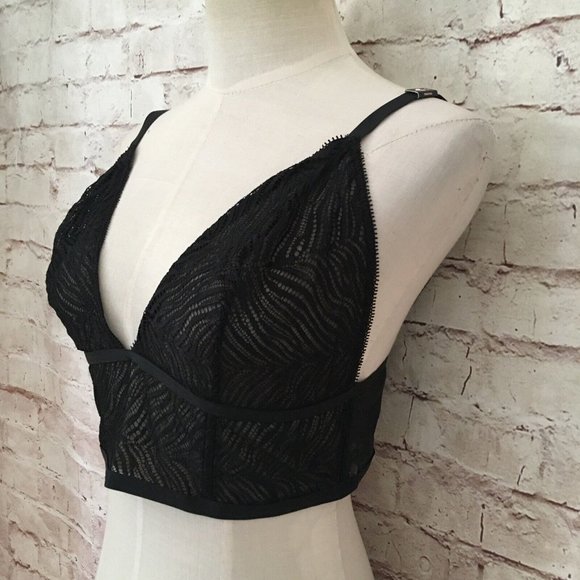 VICTORIA'S SECRET Black Sheer Unlined Zebra Lace Bralette Womens Size XL NEW - Picture 3 of 5